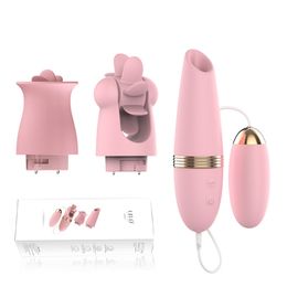 4 in 1 Vibrerende Ei Clitoris Stimulator Masturbatie Tong Likken Tepels Zuigen Vagina Massage sexy Speelgoed Voor Vrouwen Vibrador