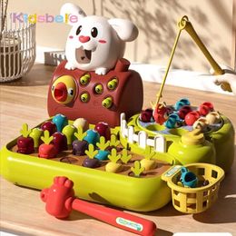 4 IN1 Baby Montessori Toys Toddler Fishing Whacamole Pull Carrot Feeding Learning Educational pour 1 2 3 ans Cadeaux 240407