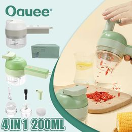 4 IN1 IN1 Multifinection électrique Cutter Cutter Sliner Masher Masher couple Bouxer de pressage Choppe d'ail Hopper Food Food 231221