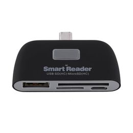 Freeshipping 4 IN1 OTG / TF / SD Mini Smart Card Reader Adapter Micro USB-interfacepoort voor telefoon wit