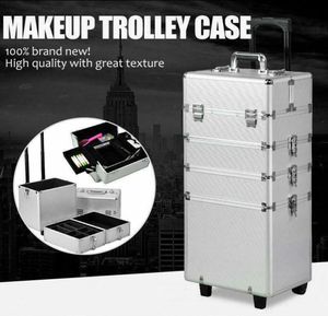 4 IN1 Cajón de caja de la caja del tren de maquillaje de aluminio profesional Cajón cosmético