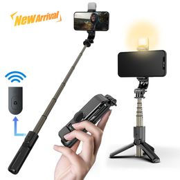 4 in1 sans fil Bluetooth Mini Selfie Stick avec lumière de remplissage LED trépied pliable monopode extensible pour téléphone Android IOS