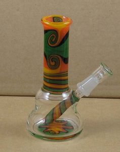 4 inch glazen mini dab bong rasta gekleurde booreiland W-AX WK-023 gewricht 10 mm