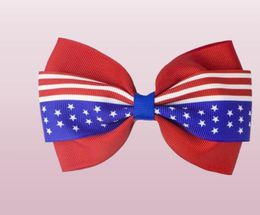 4 inch haaraccessoires 4 juli vlaggiethaard voor meisjes met clips Red Royal White Hairbows Grosgrain Ribbon Stars Stripe6634615