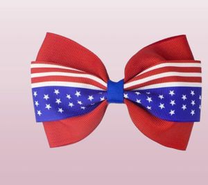 Accessoires de cheveux de 4 pouces 4 juillet arcs de cheveux de drapeau pour filles avec clips rouges royaux coulants à cheveux grosgrains étoiles de ruban Stripe4886167
