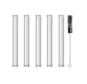 Tubos de vidrio de 4 pulgadas de largo Pajitas de vidrio reutilizable de 12 mm OD 2 mm ID de pared Pyrex Tubo de soplado Tubo transparente para arte Diy Tubos de vidrio 20pc Un cepillo libre