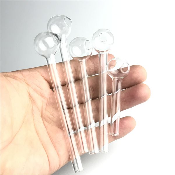 6 cm 10cm 12cm Brûleur d'huile Pipe de verre en verre transparent épais Pyrex Verre Fumer Pipes pour les accessoires de tube à essai de mini bong