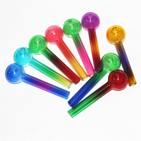 4 pulgadas Pyrex Glass Oil Burner Pipe Tabaco Hierba seca Colorful Water Hand Pipes Accesorios para fumar Tubo de vidrio