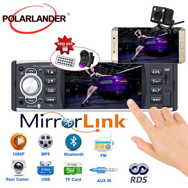 4 pouces Radio Cassette Player HD USB / SD / FM / RDS 1 DIN ACRADIQUE ÉCRAN-MIRROIR MIRROR LIEN AUTORADIO STÉRÉO BLUETOOTH MP5 PLATER HA