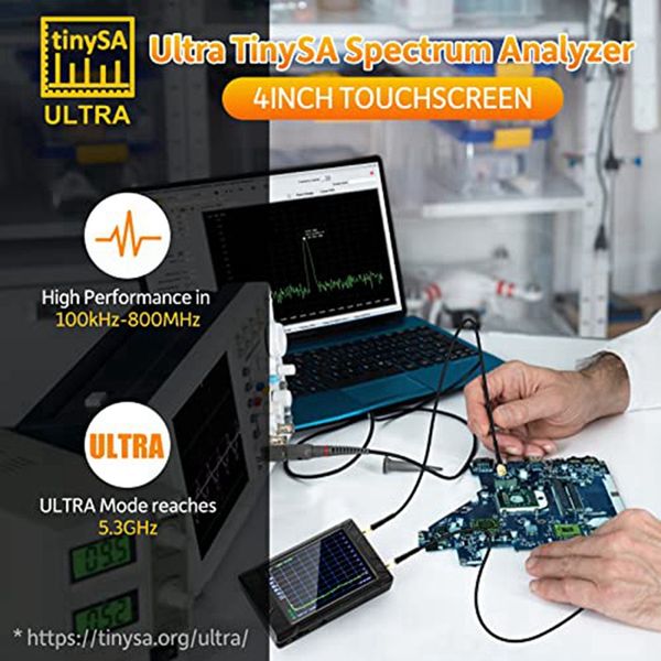 Analyseur de spectre de 4 pouces - V0.4.5.1 100 kHz-5.3GHz Batterie intégrée 3000mAh 32 Go de carte SD Générateur de signaux RF Radio QRP