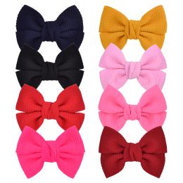 4 pouces Solid Bows Clip de cheveux simple pour enfants Girls Boutique Hairgrips Handmade Party Headwear Hair Accessories ZZ