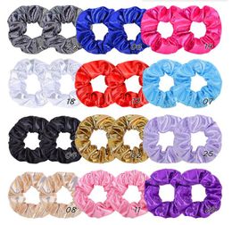 4 pouces Femmes Multicolor Silk Srunchie Elastic Bands Golding Solid Elastic Hair Band Laser Scrunchie Hair Accessoires