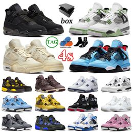 4 Jordens jordas 4s Basketball Shoes J4 Red Thunder Hommes Femmes Baskets Oreo New Black Cat Violet Ore Military Black Canvas Sail Manila 1th.