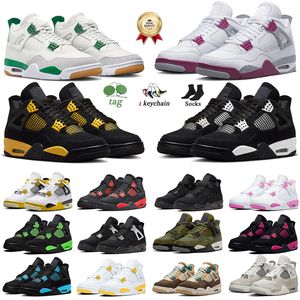 4 Jumpman 4s Chaussures de basket-ball Red Thunder Hommes Femmes Formateurs Nouveau Rose Oreo Pin Vert Militaire Noir Chat Toile Voile Bred UNC Cactus Jack Baskets OG 36-47