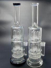 4 capas de filtración Glass Oil Rig Dab Bong Water Pipes 14.4mm Male Downstem Hookahs Beaker Bongs Bowl