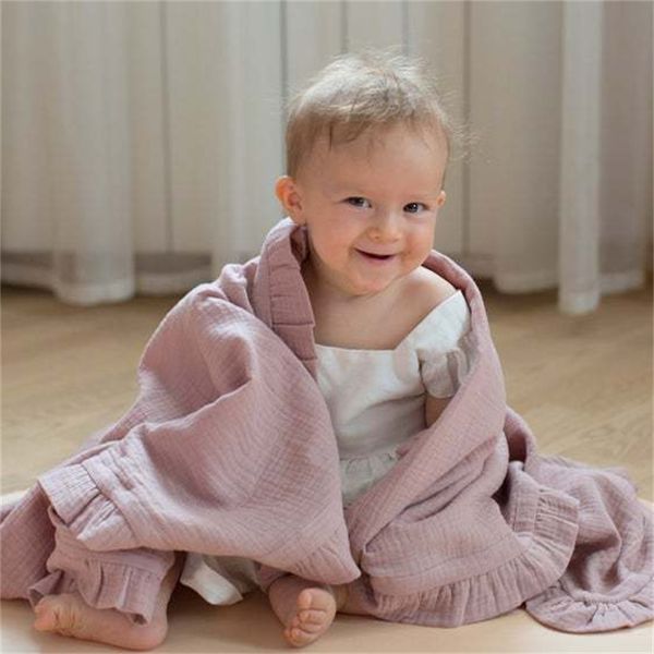 4 couches Swaddle Couverture Bébé Né Mousseline Coton Bio Literie Couche Pographie Props 210823