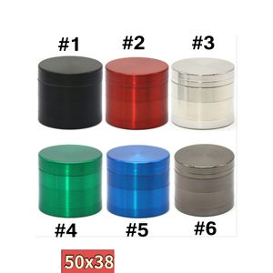 4 Laag Zinklegering Metalen Tobacco Grinder Herb Grinder 6 Kleuren 40mm 50mm 55mm 63mm Hand Muller Crusher Roken Accessoires YFA2791