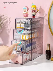 4 couches Lunettes Boîte de rangement en acrylique Organisateur Cosmetics Tiroirs Pauts de maquillage Case Affichage empilable 240327