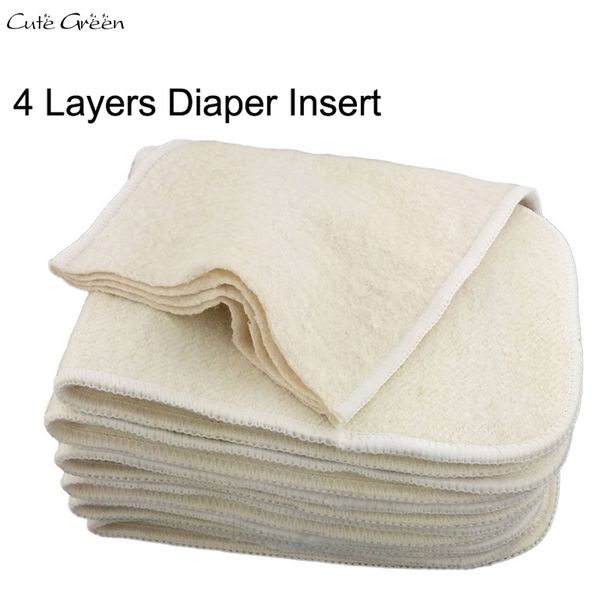 4 Couches Chanvre Coton Diaper Insert Fits Baby Pocket Cloth Diaper Nappy Liner Super Absorbant Diaper Inserts Pour Bébé Couches 201119