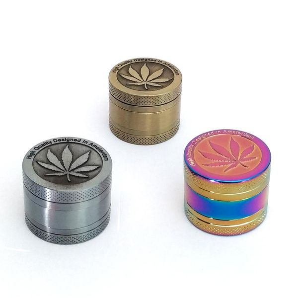 Autres accessoires pour fumeurs 4 couches Herb Grinder 3 40mm 50mm de diamètre en alliage de zinc couleur laser arc-en-ciel Mini broyeurs de tabac broyeur d'épices