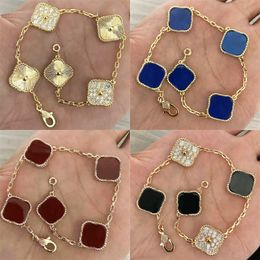 Pulseras con dijes de trébol de 4 hojas, brazalete para mujer, chapado en oro rosa, blanco, rosa, concha de nácar, pulsera de diseñador de lujo, accesorios de joyería para hombres zb002