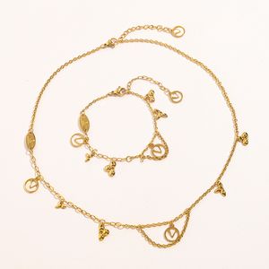 Luxe kettingontwerper sieraden set hanger kettingen armbandketen 18k gouden vergulde kettingketen keten mannen dames kerstcadeaus