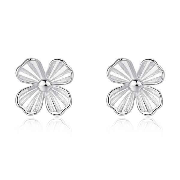 4/Pendientes de sementales de flores pequeñas de hoja S925 Marca de plata esterlina Pendientes exquisitos Japón y Corea Fashion Women Temperamento Pendientes Joyas de San Valentín Regalo SPC