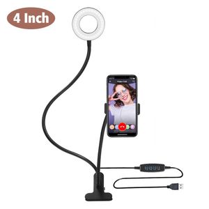 Nieuwheid verlichting 4 '' LED Camera Selfie Ring Light met desktopstatief voor telefoons