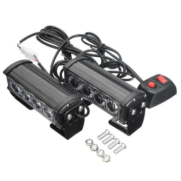 4 Led coche Vechicle emergencia estroboscópica Flash luz de advertencia lámpara 12 V 8 Led luces intermitentes rojo azul blanco amarillo