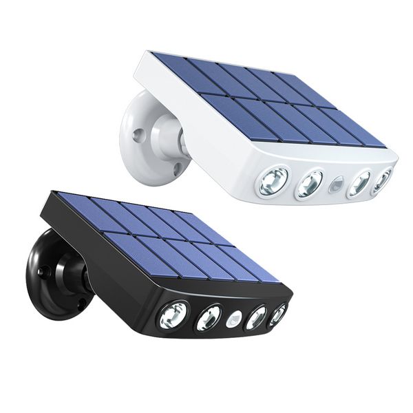 Luz solar para jardín al aire libre de 4 LED, luces de seguridad para exteriores impermeables IP65 con sensor de movimiento, batería de 1200 mah, modo de 3 luces, luces de monitor de simulación