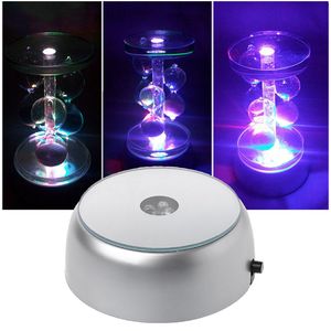 4 LED's Display Basislamp Ronde Kleurrijke Lichtgevende Nachtverlichting voor Cocktail Crystal Glass Transparante objecten