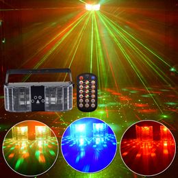 Lumières laser papillon à 4 lentilles 25w, éclairage de scène led dj barre lumineuse disco fête de famille projecteur laser à commande vocale pour boîte ktv