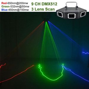 4 Lens RGB Full Color Pattern DMX Beam Network Laser Light Home Gig Party DJ Stage Lighting Sound Auto A-X4