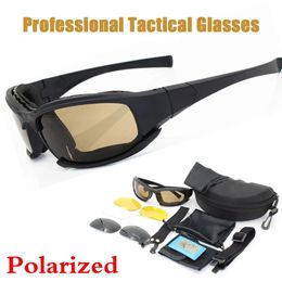 4 lentilles lunettes tactiques en plein air polarisées escalade cyclisme pêche lunettes de sport coupe-vent anti-poussière sécurité lunettes de protection 240117