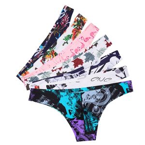 4 hommes sexy style lisse doux imprimé sous-vêtements hommes minces sous-vêtements homme taille basse bikini glace soie slips sous-vêtements sans couture 817 210730