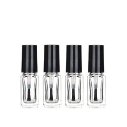 Botellas vacías de esmalte de uñas de 4 ml, botellas transparentes de esmalte de uñas de forma cuadrada con tapa de cepillo para cosméticos DIY Mrorx