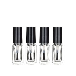 Bouteilles de vernis à ongles vides de 4 ml, bouteilles transparentes de forme carrée avec capuchon de brosse pour cosmétiques de bricolage Hgjhx