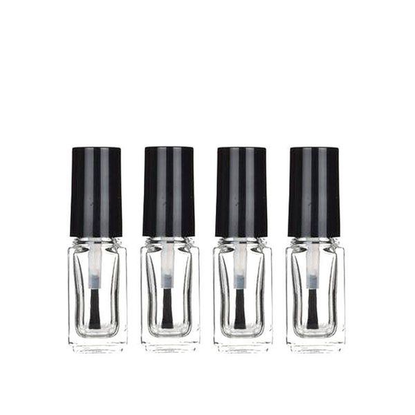 Bouteilles de vernis à ongles vides de 4 ml, bouteilles transparentes de forme carrée avec capuchon de brosse pour cosmétiques de bricolage Mrorx