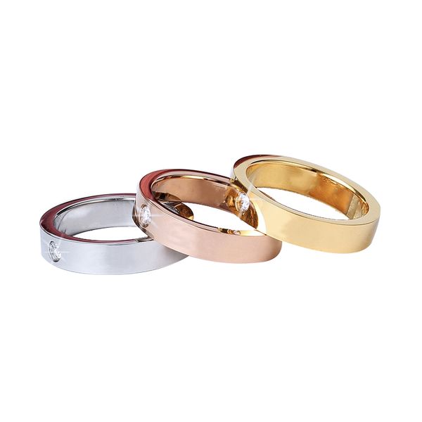 Anillo de amor de acero de titanio de 4 mm, anillo de pareja de oro rosa de diseñador de alta calidad, caja de embalaje original de joyería de moda.