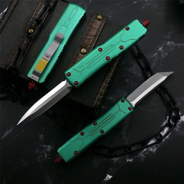 4 modelos Green Bounty Hunter Cuchillo automático Hoja D2 Aluminio de aviación Combate de doble acción Navajas de bolsillo automáticas Herramientas de microcorte de autodefensa