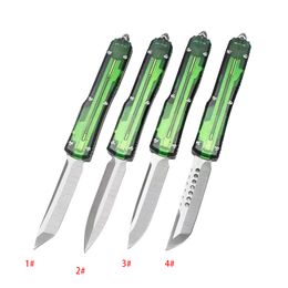 4 modèles UTx-85 Couteau de combat D2 lame verte poignée transparente Survie en plein air Tactique Attaquant de poche EDC Outils Collection Homme cadeau