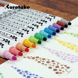 4 of 12colorsset Japan Kuretake Zig dubbele kop ronde Dot Watercolor Pen Journal Marker Schilderkunst Art Supplies Y200709