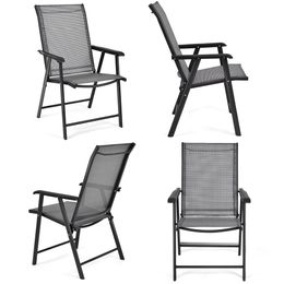 4 sillas plegables para patio al aire libre, terraza para acampar, jardín, piscina, playa, reposabrazos, simple y conveniente