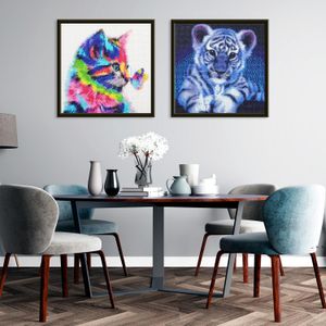 4-pack diy diamant schilderij, 5D glanzende hars dierlijke kunst schilderijen kits voor volwassenen en kinderen, opknoping aan de muur als thuiswinkel RRF11639