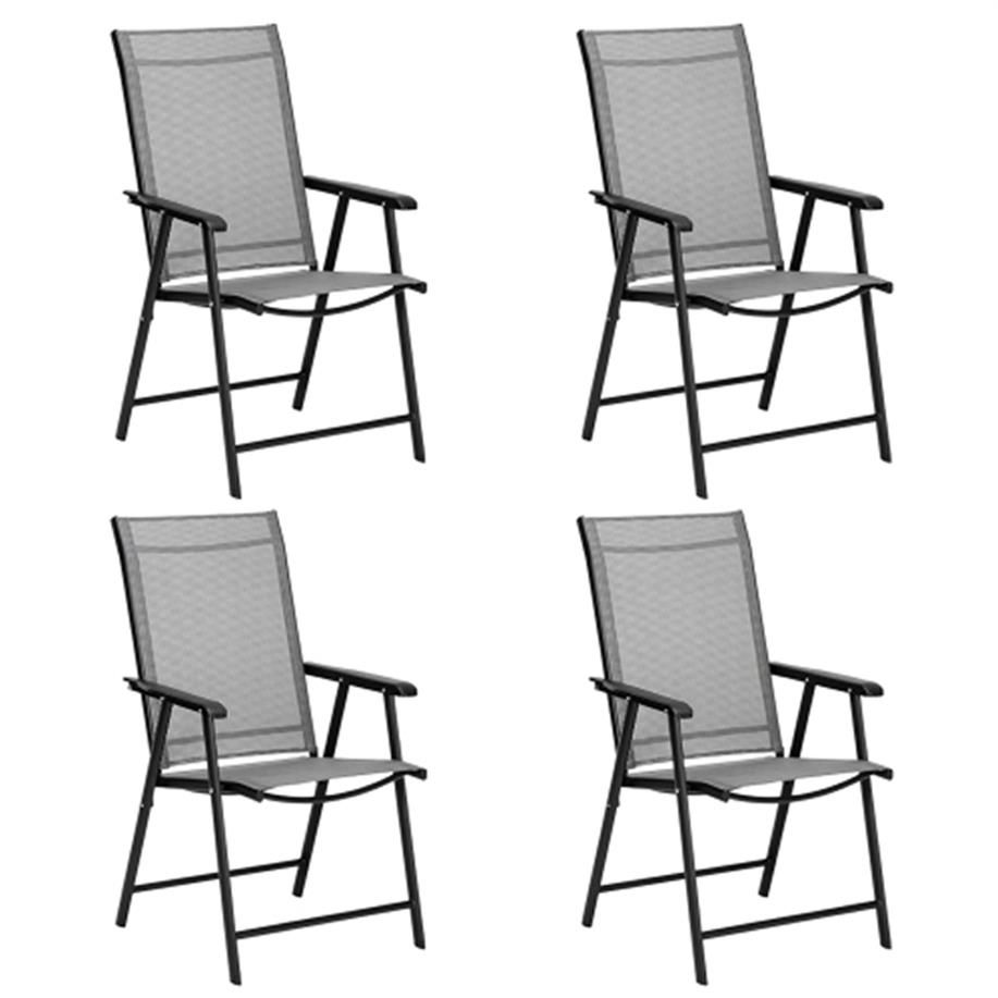 Bancs de patio pliantes à 4 pack portables pour le camping en plein air Chaise de salle à manger à la plage avec accoudoir Textilene Textilene Chaises Set de 4 US Stock A45