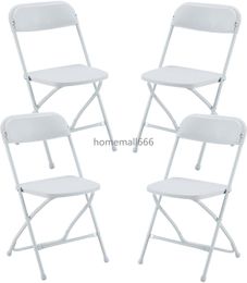 Paquete de 4 sillas plegables de plástico, silla portátil con marco de metal, sillas comerciales plegables y apilables, sillas de fiesta, perfectas para jardín, patio trasero, interior, blanco AA