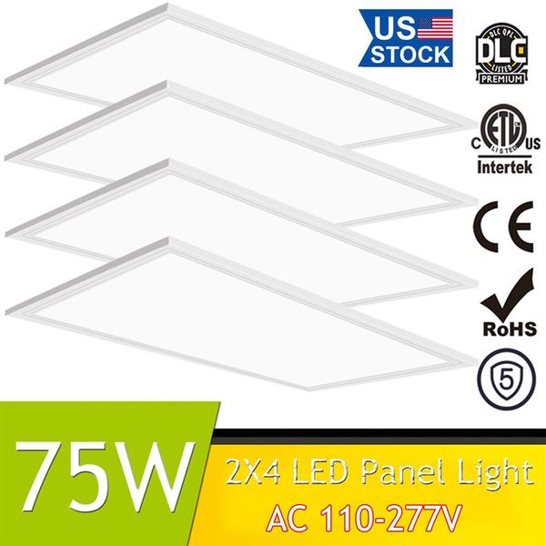 Paquete de 4 paneles de luz de 2x4 pies, listado ETL, 0-10V, regulable, 5000K, luz LED plana para techo, empotrado, iluminación de borde, accesorio Troffer263t