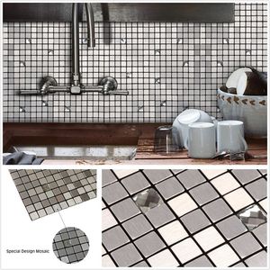 4-pack zilver 3D glas gemengd zelfklevende aluminium metalen mozaïek voor badkamer douchetegels keuken backsplash tegels dropshipping t200601