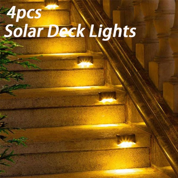 4 LUMES SOLAIRES DE PACLE SOLAIRE LUMIRES EXTÉRIEURES LUMIÈRES DE LED IMPLAPIER LED pour les escaliers de la balustra