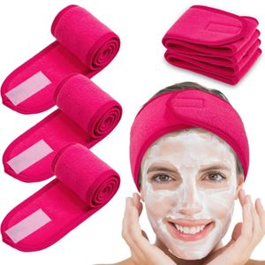 4 paquets Spa bandeau tête enveloppement tissu éponge réglable Bandanas douche bandeau serviette extensible pour bain maquillage Yoga Sport 240226
